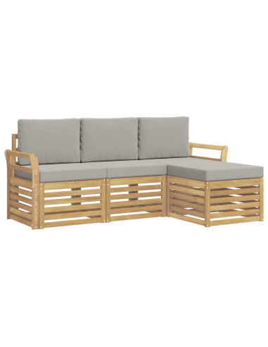 Set di divani da esterno 4 pcs Bianco e Grigio Chiaro