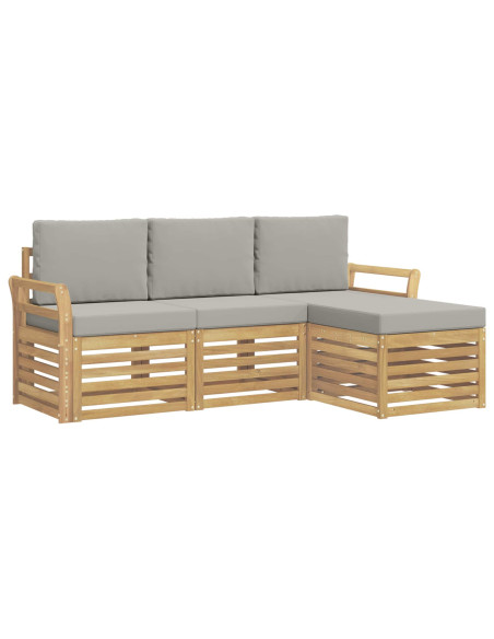 Set di divani da esterno 4 pcs Bianco e Grigio Chiaro