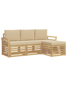 Set di divani da esterno 4 pcs Bianco e Beige 2