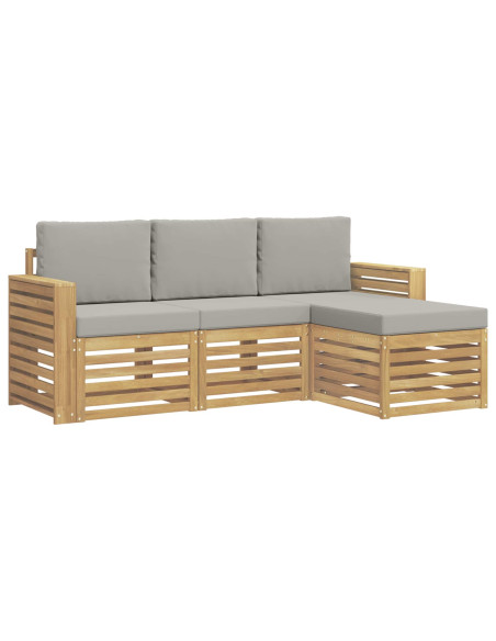 Set di divani da esterno 4 pcs Bianco e Grigio Chiaro