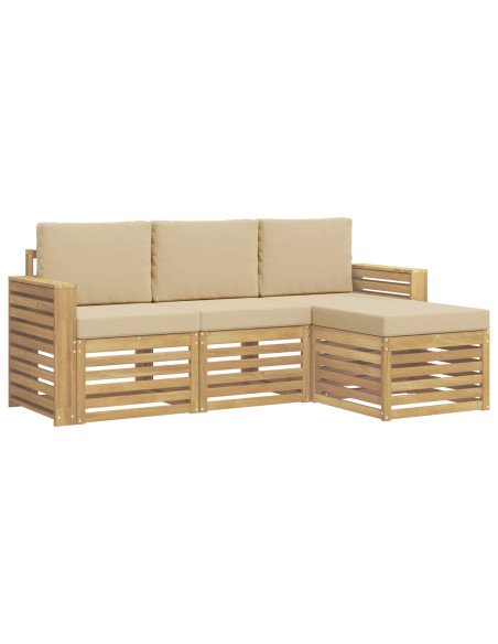 Set di divani da esterno 4 pcs Bianco e Beige