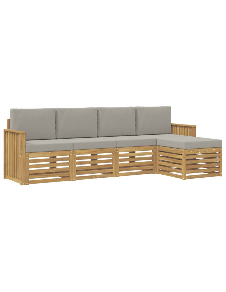Set di divani da esterno 5 pcs Bianco e Grigio Chiaro