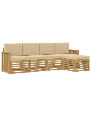 Set di divani da esterno 5 pcs Bianco e Beige