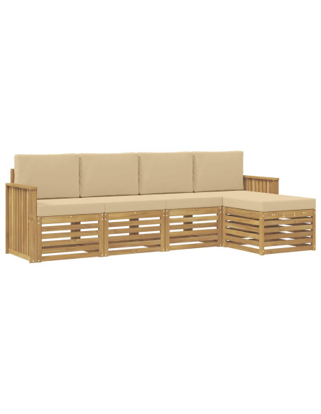 Set di divani da esterno 5 pcs Bianco e Beige