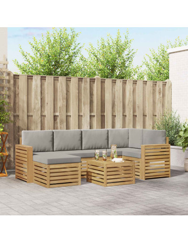 Set di divani da esterno 7 pcs Bianco e Grigio Chiaro