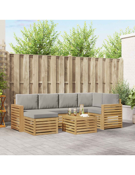 Set di divani da esterno 7 pcs Bianco e Grigio Chiaro