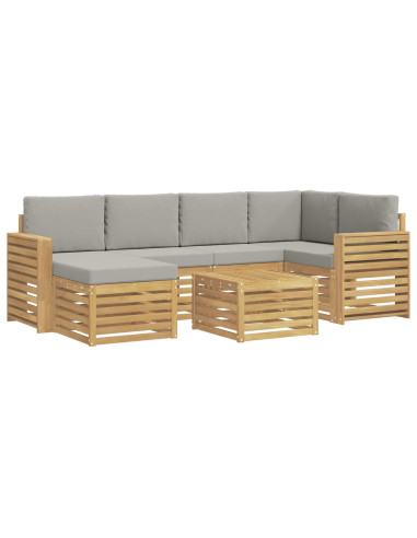 Set di divani da esterno 7 pcs Bianco e Grigio Chiaro