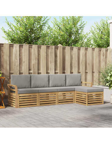 Set di divani da esterno 5 pcs Bianco e Grigio Chiaro