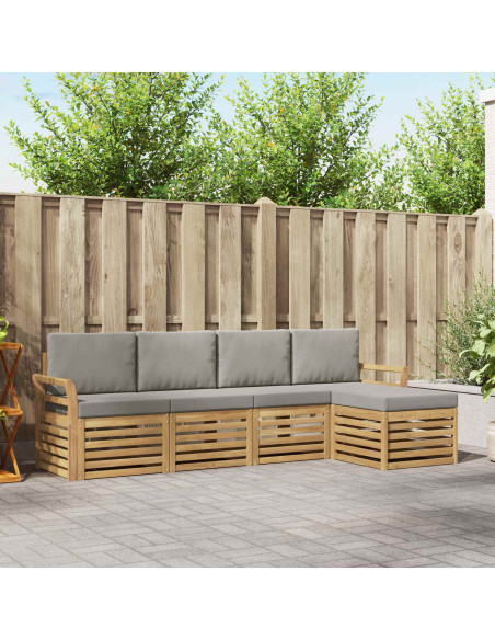 Set di divani da esterno 5 pcs Bianco e Grigio Chiaro