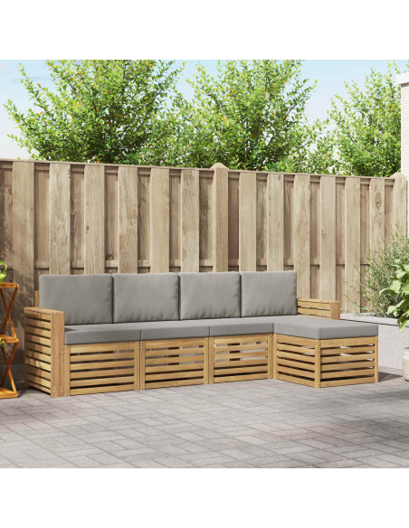 Set di divani da esterno 5 pcs Bianco e Grigio Chiaro