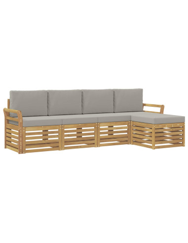 Set di divani da esterno 5 pcs Bianco e Grigio Chiaro