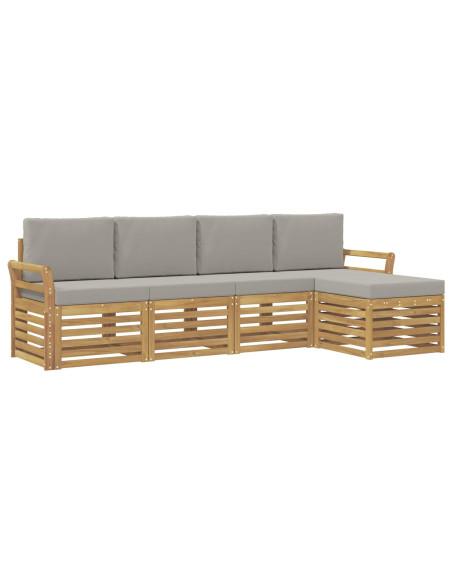 Set di divani da esterno 5 pcs Bianco e Grigio Chiaro