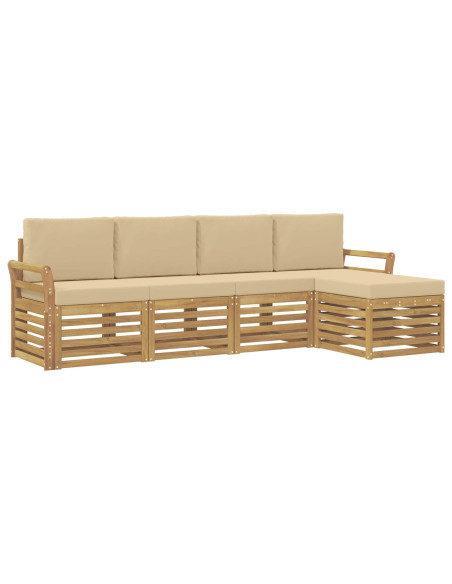 Set di divani da esterno 5 pcs Bianco e Beige