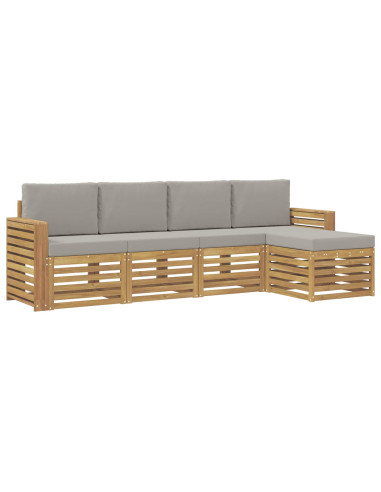 Set di divani da esterno 5 pcs Bianco e Grigio Chiaro