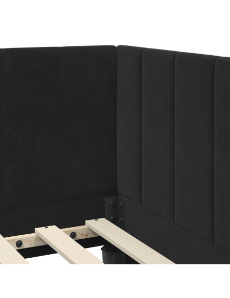 Cornice del letto ad angolo Nero 90 cm x 200 cm Velluto