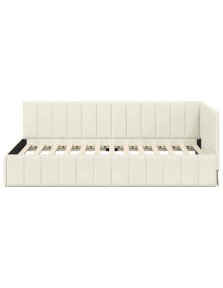 Cornice del letto ad angolo Crema 90 cm x 200 cm Velluto