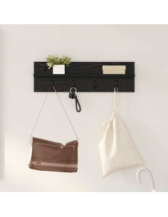 Appendiabiti a muro Rovere Nero 60 x 10,5 x 18 cm