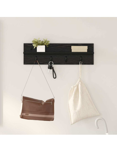 Appendiabiti a muro Rovere Nero 60 x 10,5 x 18 cm