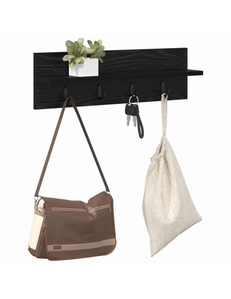 Appendiabiti a muro Rovere Nero 60 x 10,5 x 18 cm
