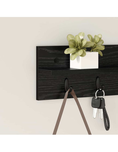 Appendiabiti a muro Rovere Nero 60 x 10,5 x 18 cm