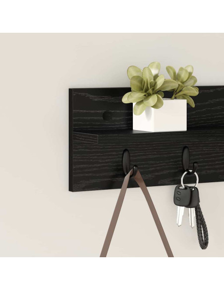 Appendiabiti a muro Rovere Nero 60 x 10,5 x 18 cm