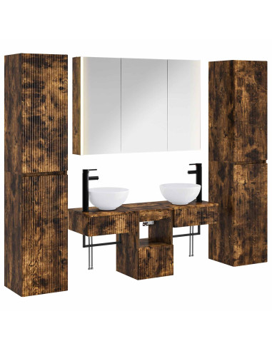 Set di mobili per il bagno 6 pcs Rovere Fumo