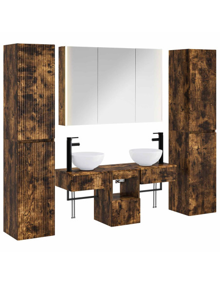 Set di mobili per il bagno 6 pcs Rovere Fumo