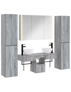 Set di mobili per il bagno 6 pcs Sonoma grigio