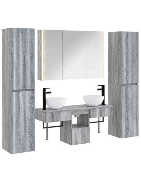 Set di mobili per il bagno 6 pcs Sonoma grigio