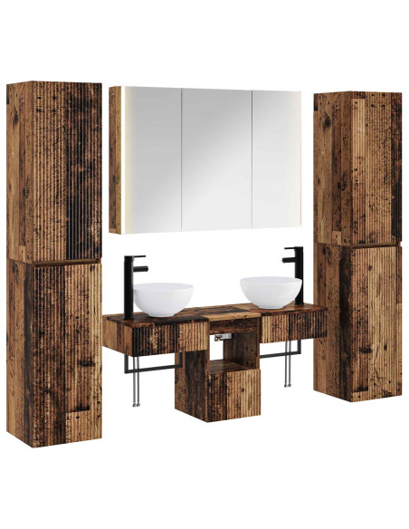 Set di mobili per il bagno 6 pcs Legno antico