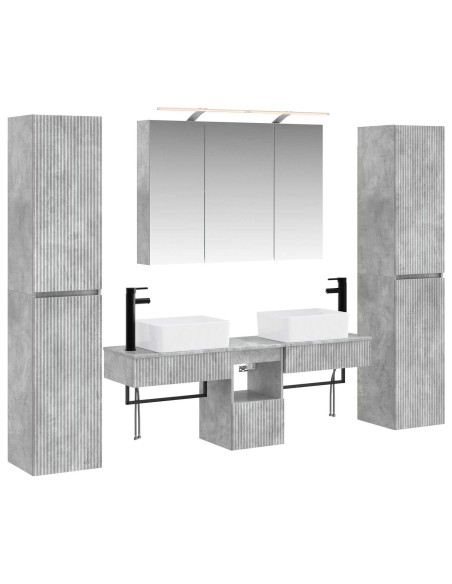 Set di mobili per il bagno 6 pcs Grigio Cemento