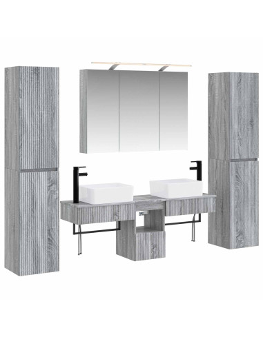 Set di mobili per il bagno 6 pcs Sonoma grigio