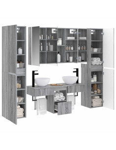 Set di mobili per il bagno 6 pcs Sonoma grigio 2