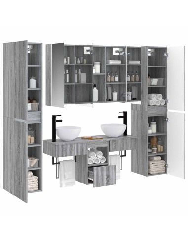 Set di mobili per il bagno 6 pcs Sonoma grigio