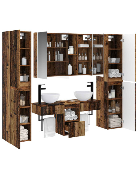 Set di mobili per il bagno 6 pcs Legno antico