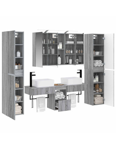 Set di mobili per il bagno 6 pcs Sonoma grigio