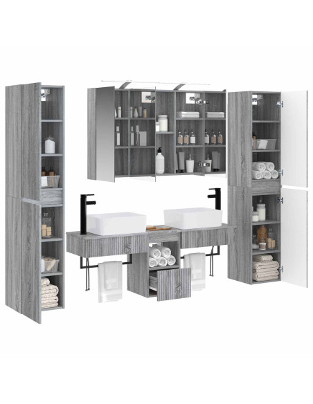 Set di mobili per il bagno 6 pcs Sonoma grigio