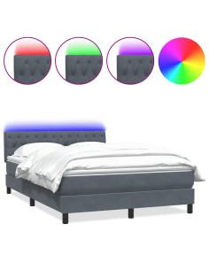 Letto a Molle con Materasso e LED Grigio Scuro 160x210 cm Velluto 2