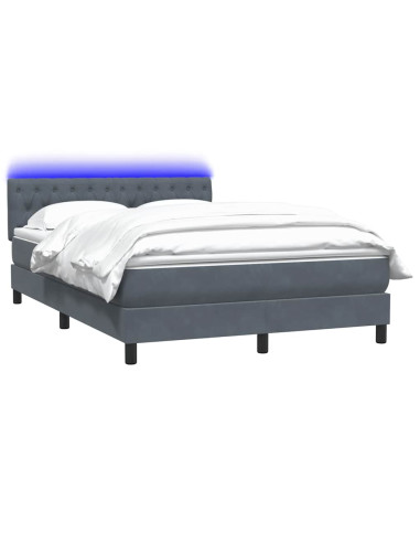 Letto a Molle con Materasso e LED Grigio Scuro 160x210 cm Velluto
