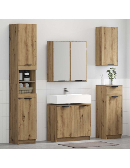 Set di mobili per il bagno con porta 4 pcs Rovere artigianale