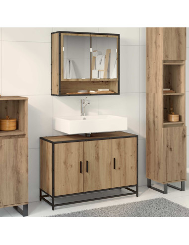 Mobile da Bagno con porta Rovere artigianale 90 x 33 x 60 cm