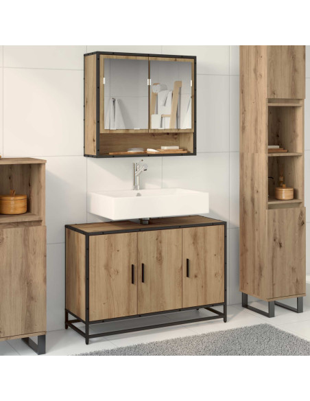 Mobile da Bagno con porta Rovere artigianale 90 x 33 x 60 cm