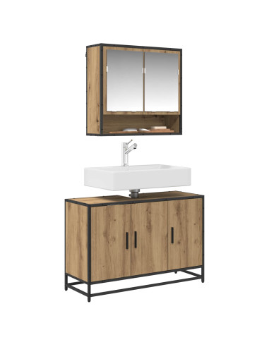 Mobile da Bagno con porta Rovere artigianale 90 x 33 x 60 cm