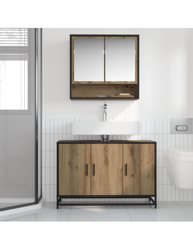 Mobile da Bagno con porta Rovere artigianale 90 x 33 x 60 cm
