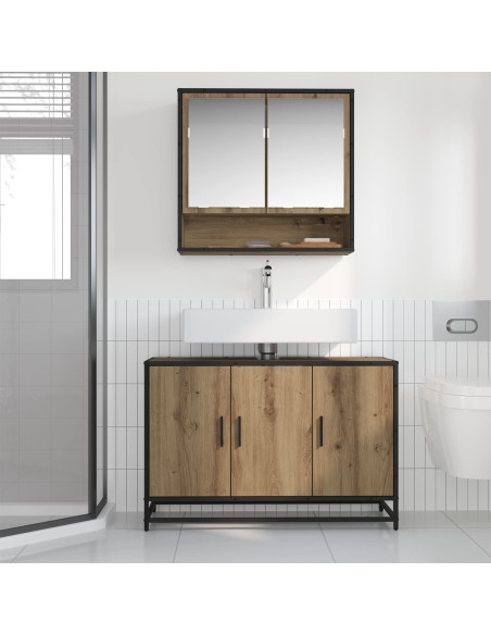 Mobile da Bagno con porta Rovere artigianale 90 x 33 x 60 cm