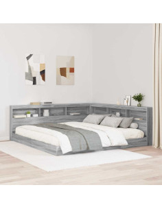 Letto Libreria Grigio sonoma 180 x 200 cm Legno multistrato