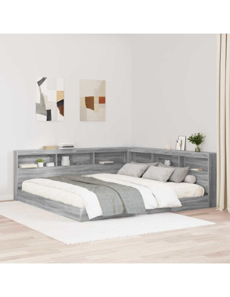 Letto Libreria Grigio sonoma 180 x 200 cm Legno multistrato