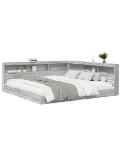 Letto Libreria Grigio sonoma 180 x 200 cm Legno multistrato 2
