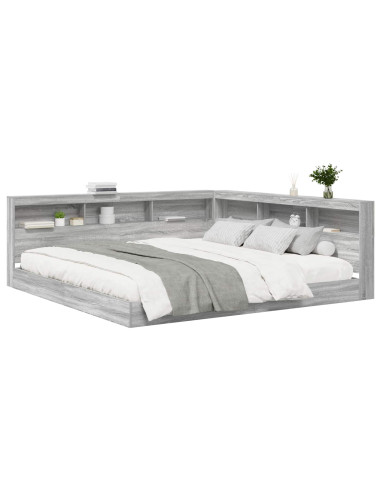 Letto Libreria Grigio sonoma 180 x 200 cm Legno multistrato