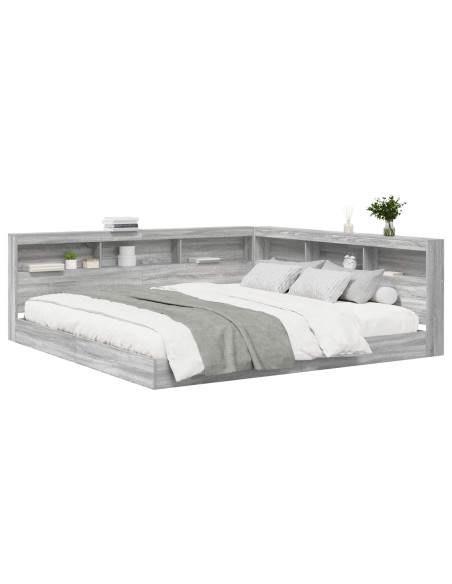 Letto Libreria Grigio sonoma 180 x 200 cm Legno multistrato